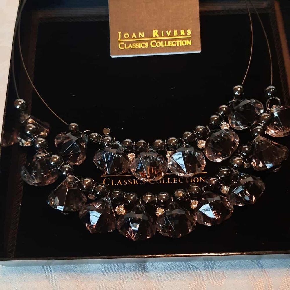 Joan Rivers Black and Silver Statement Necklace